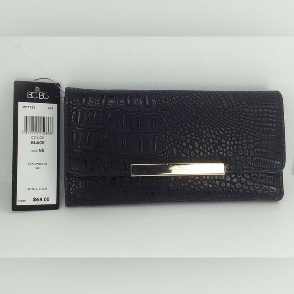 Beautiful black and gold BCBG Paris wallet NWOT - Picture 1 of 11